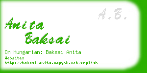 anita baksai business card